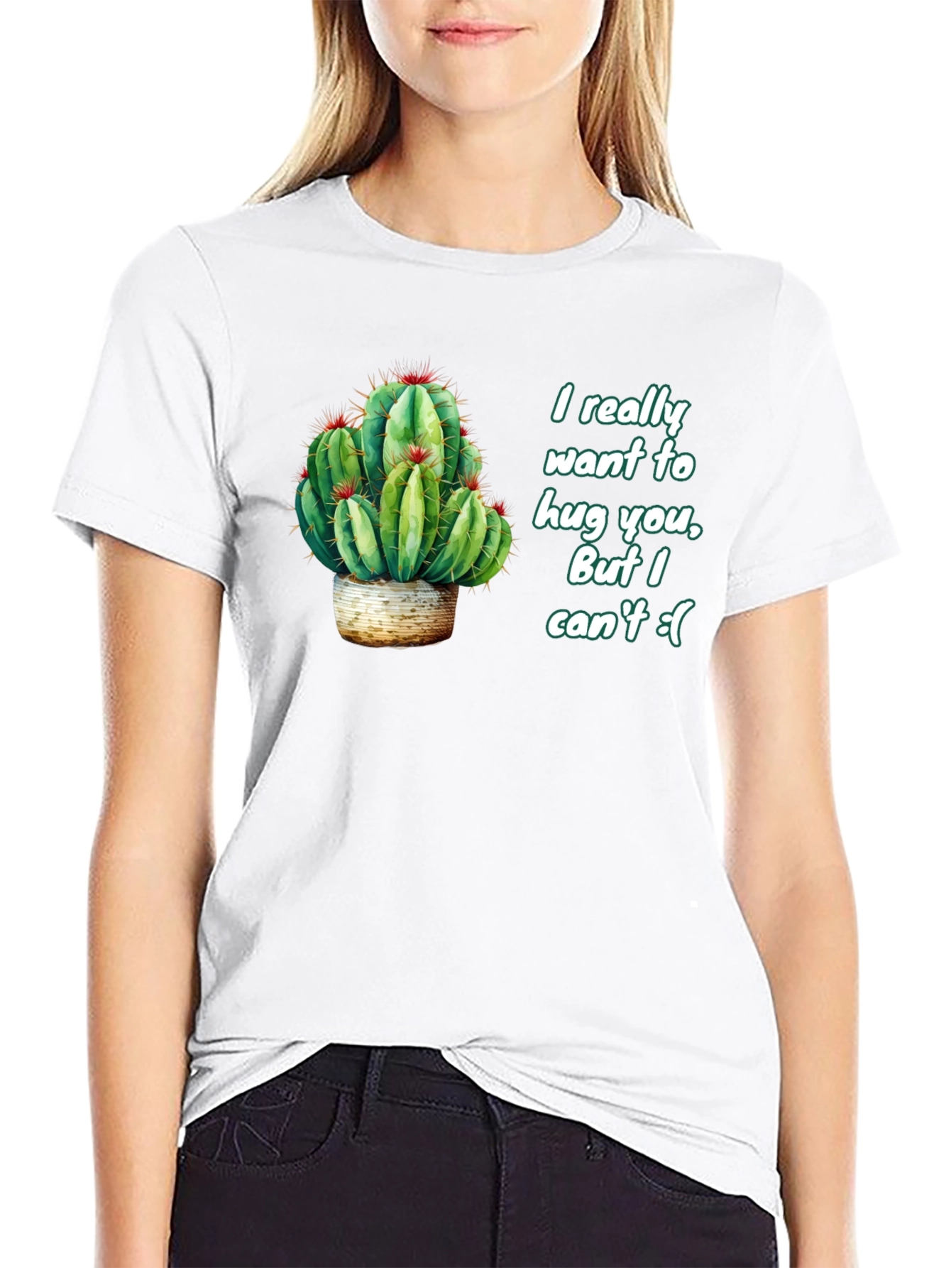 Cactus Hug Mens Black T-Shirt - Funny Graphic Tee