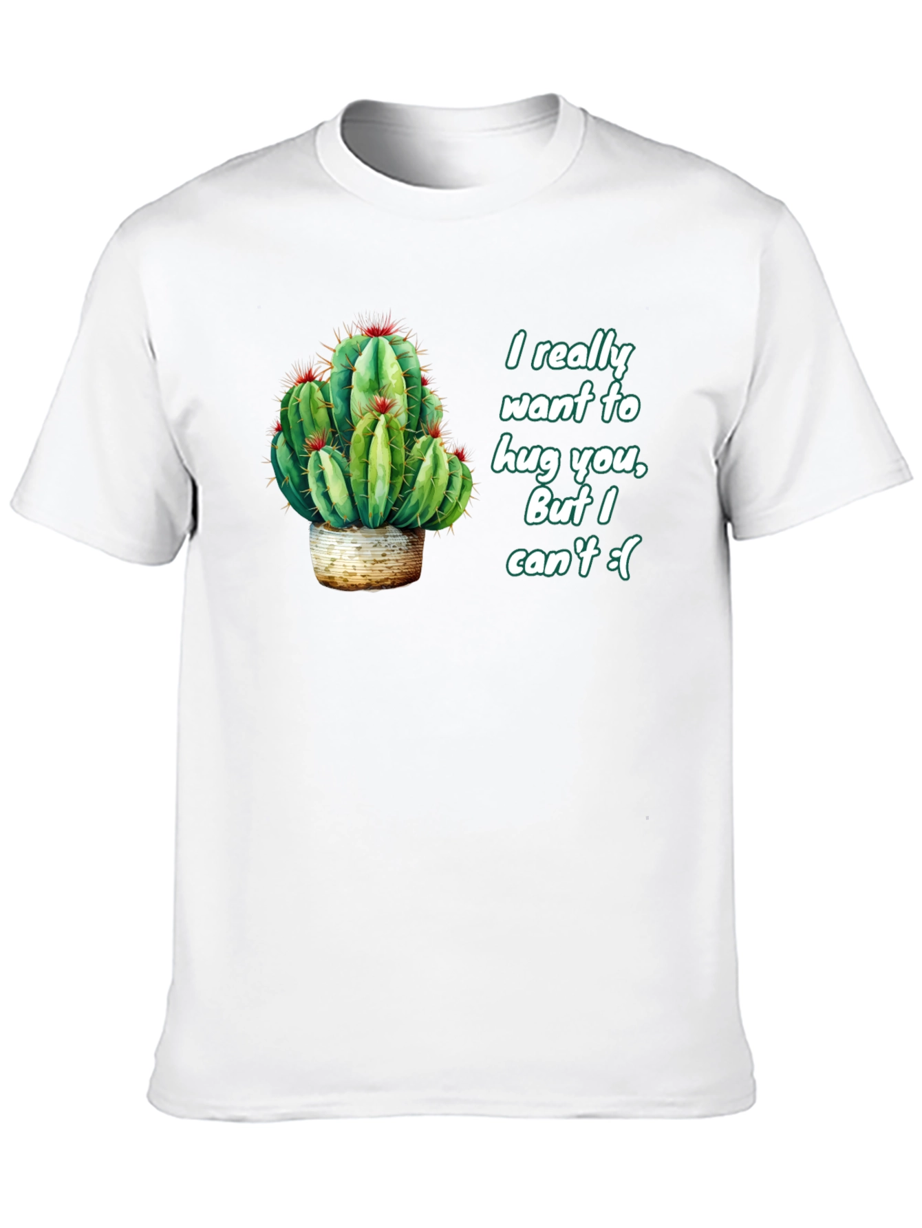 Cactus Hug Mens Black T-Shirt - Funny Graphic Tee