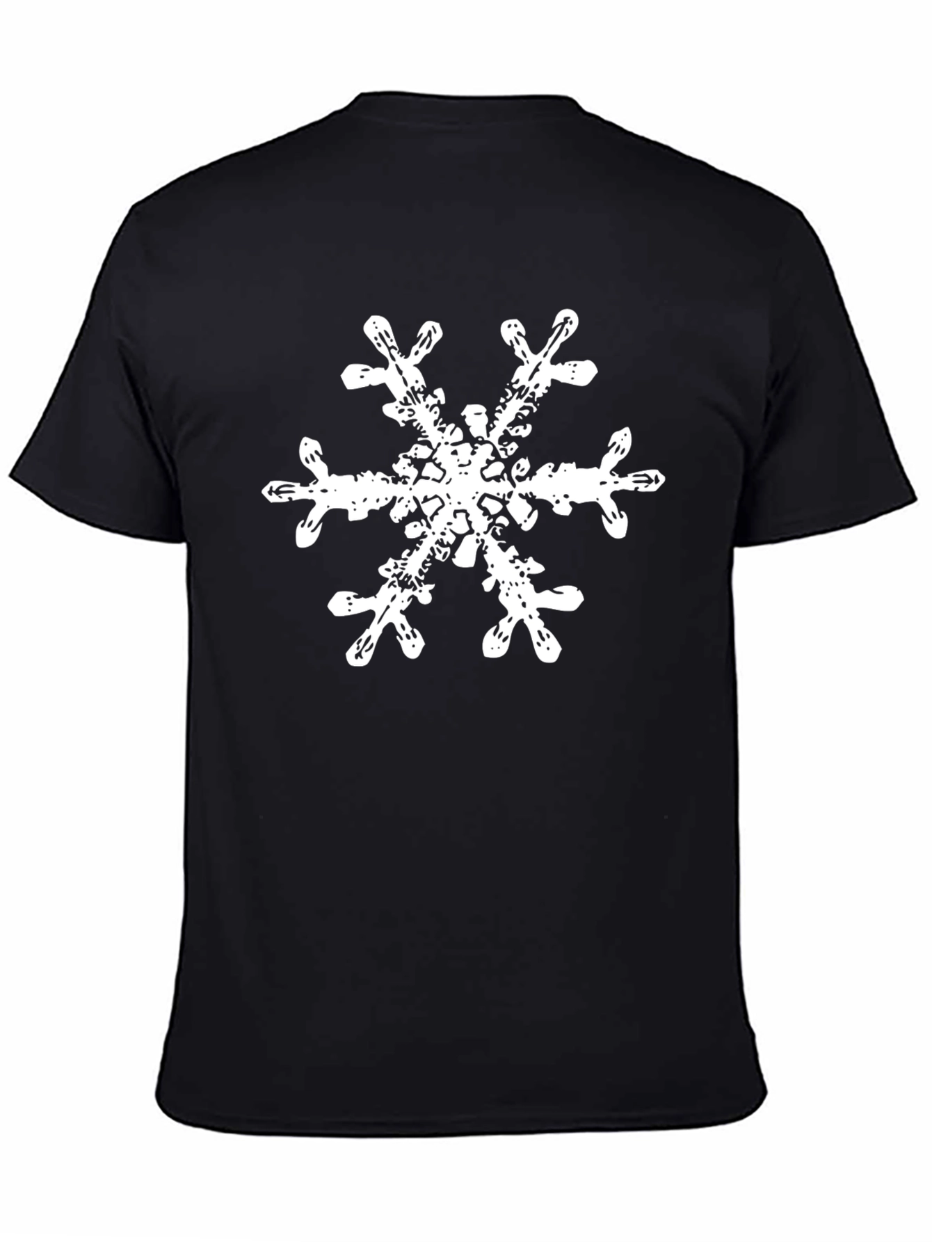 Snowflake Graphic Tee - Black Cotton Casual Shirt