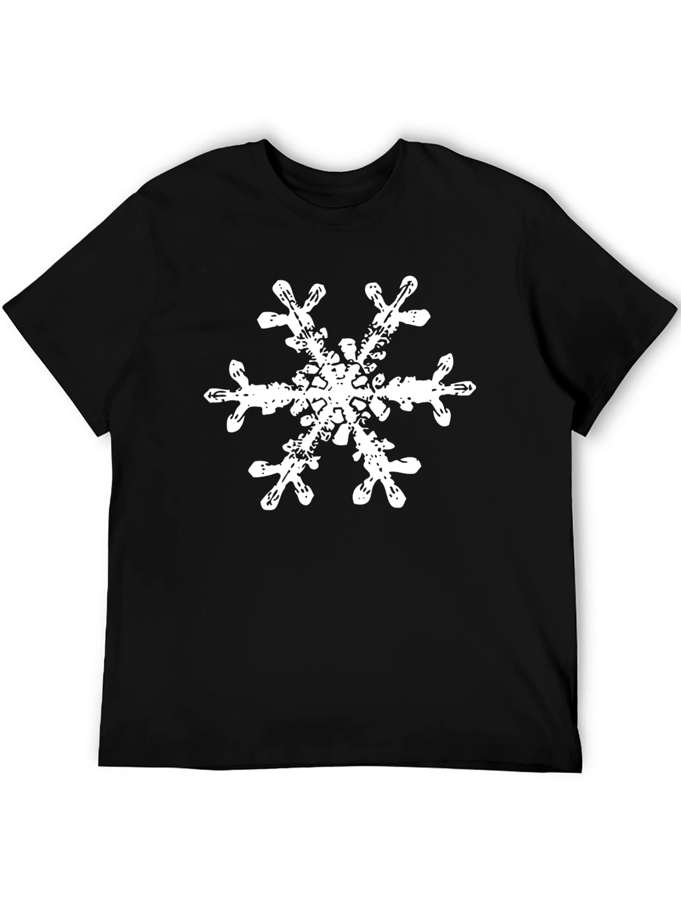 Snowflake Graphic Tee - Black Cotton Casual Shirt