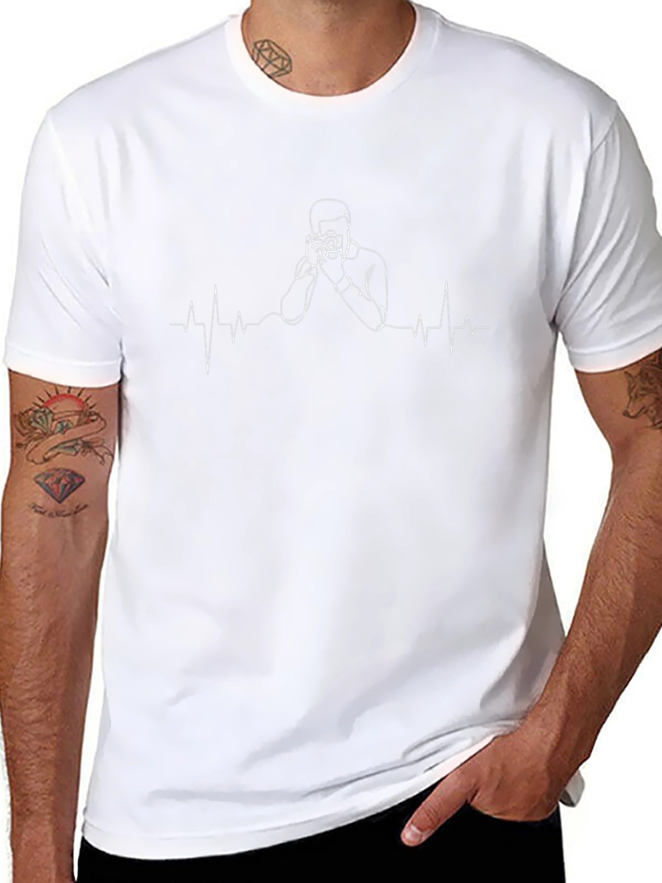 Photographer Heartbeat Graphic Black T-Shirt