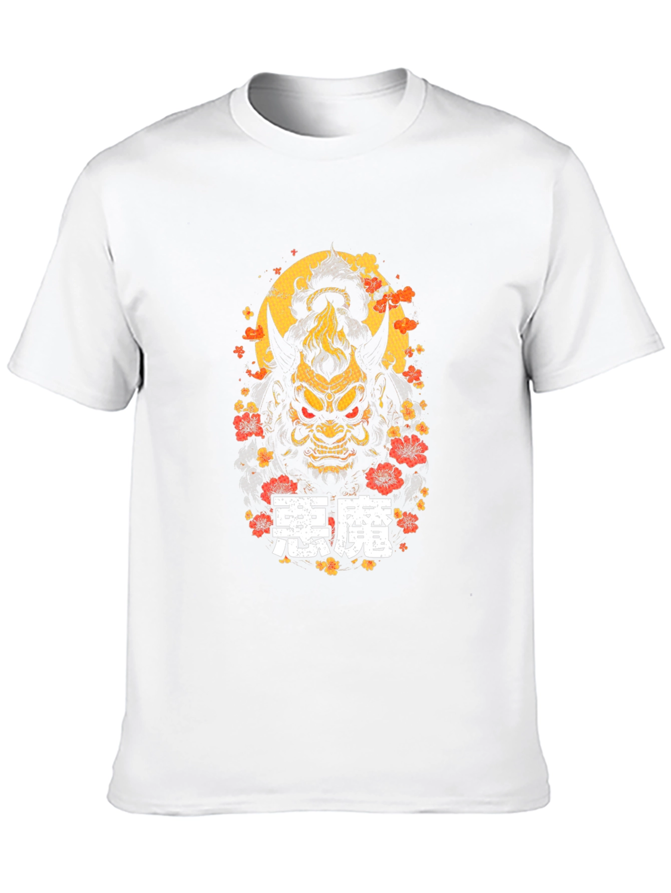 Japanese Oni Mask T-Shirt - Demon Kanji Graphic Tee