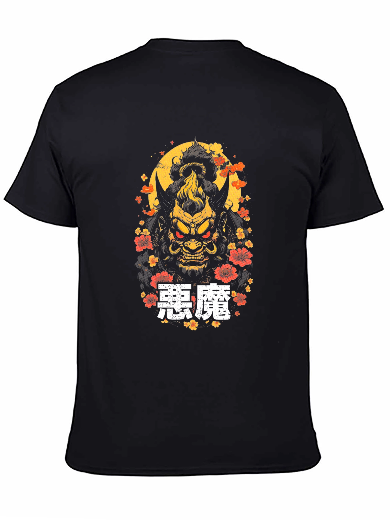 Japanese Oni Mask T-Shirt - Demon Kanji Graphic Tee