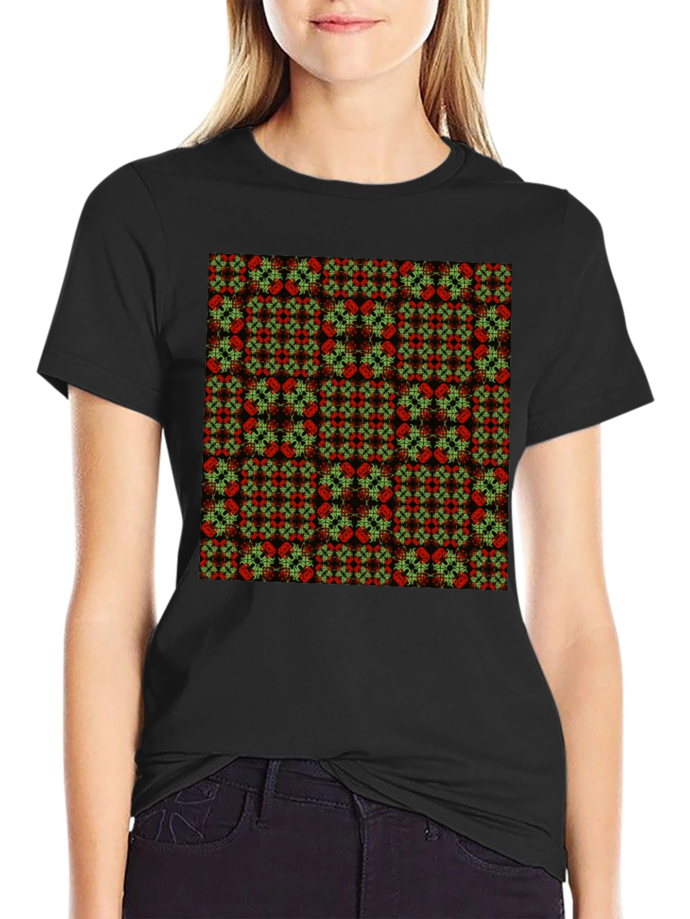 Geometric Print Black T-Shirt