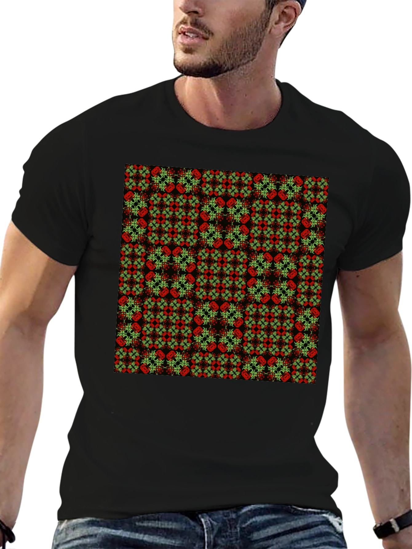 Geometric Print Black T-Shirt