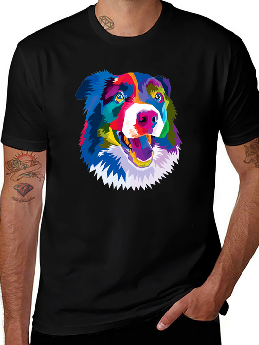 Colorful Dog Graphic Tee - Unique Animal Art Shirt