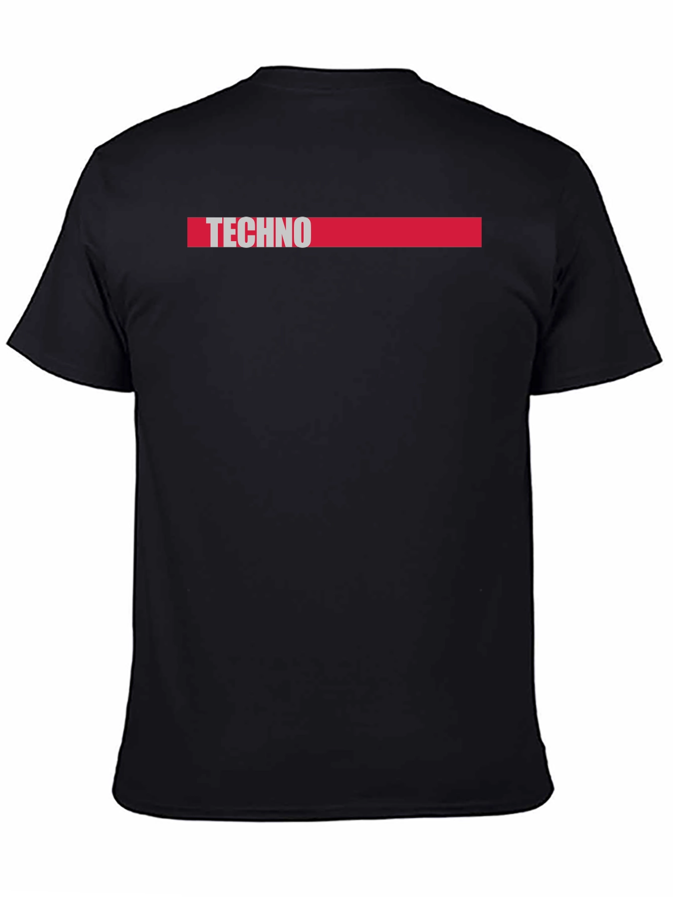 Techno Graphic Print Black Crew Neck T-Shirt