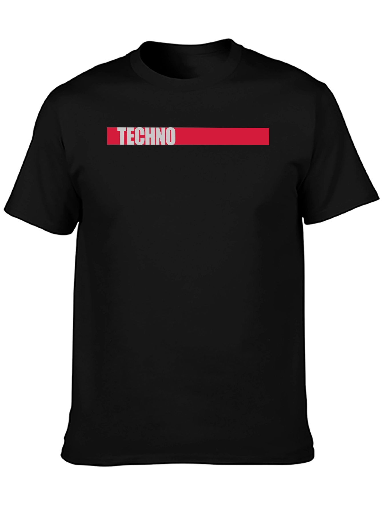 Techno Graphic Print Black Crew Neck T-Shirt