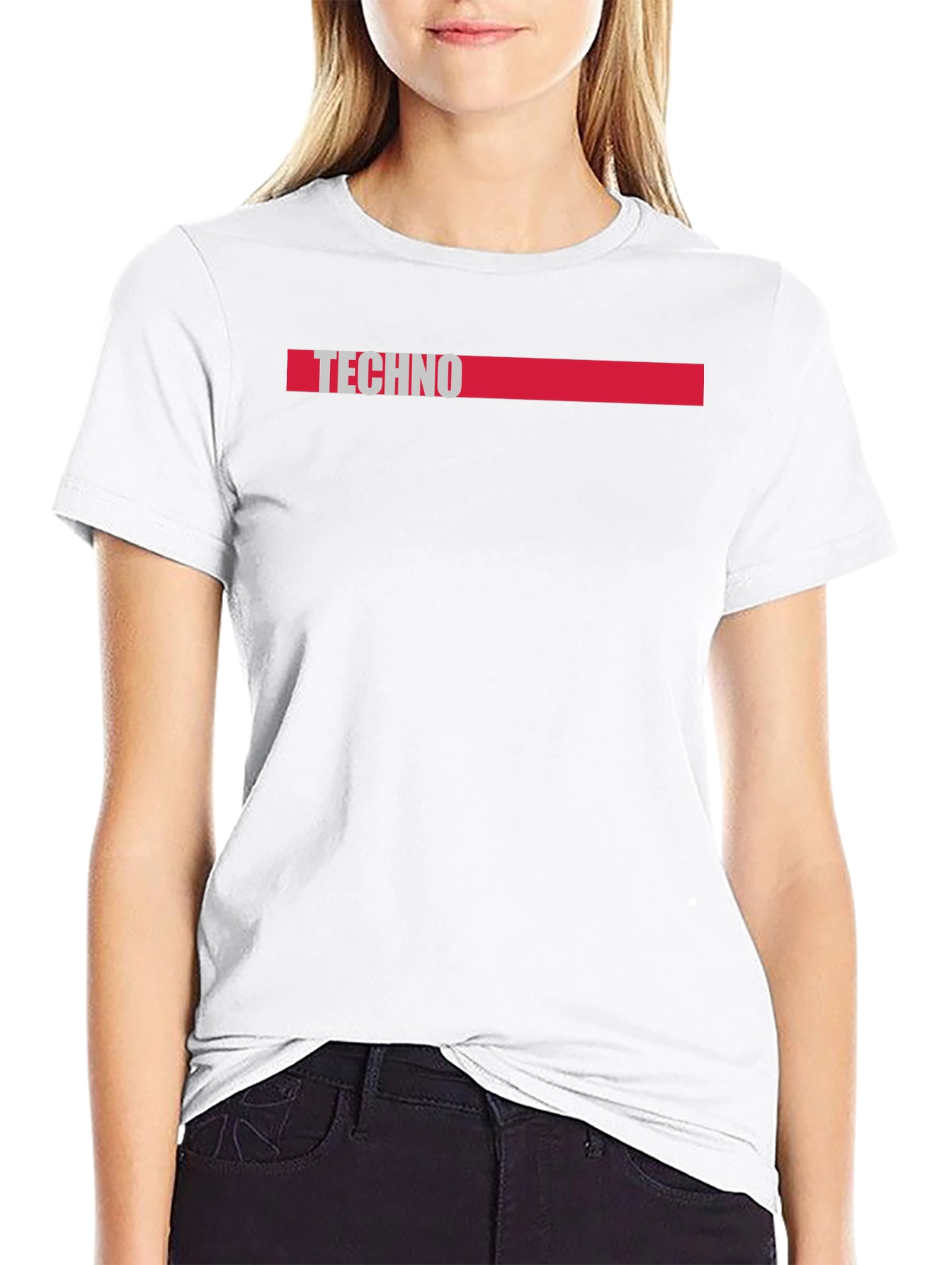 Techno Graphic Print Black Crew Neck T-Shirt