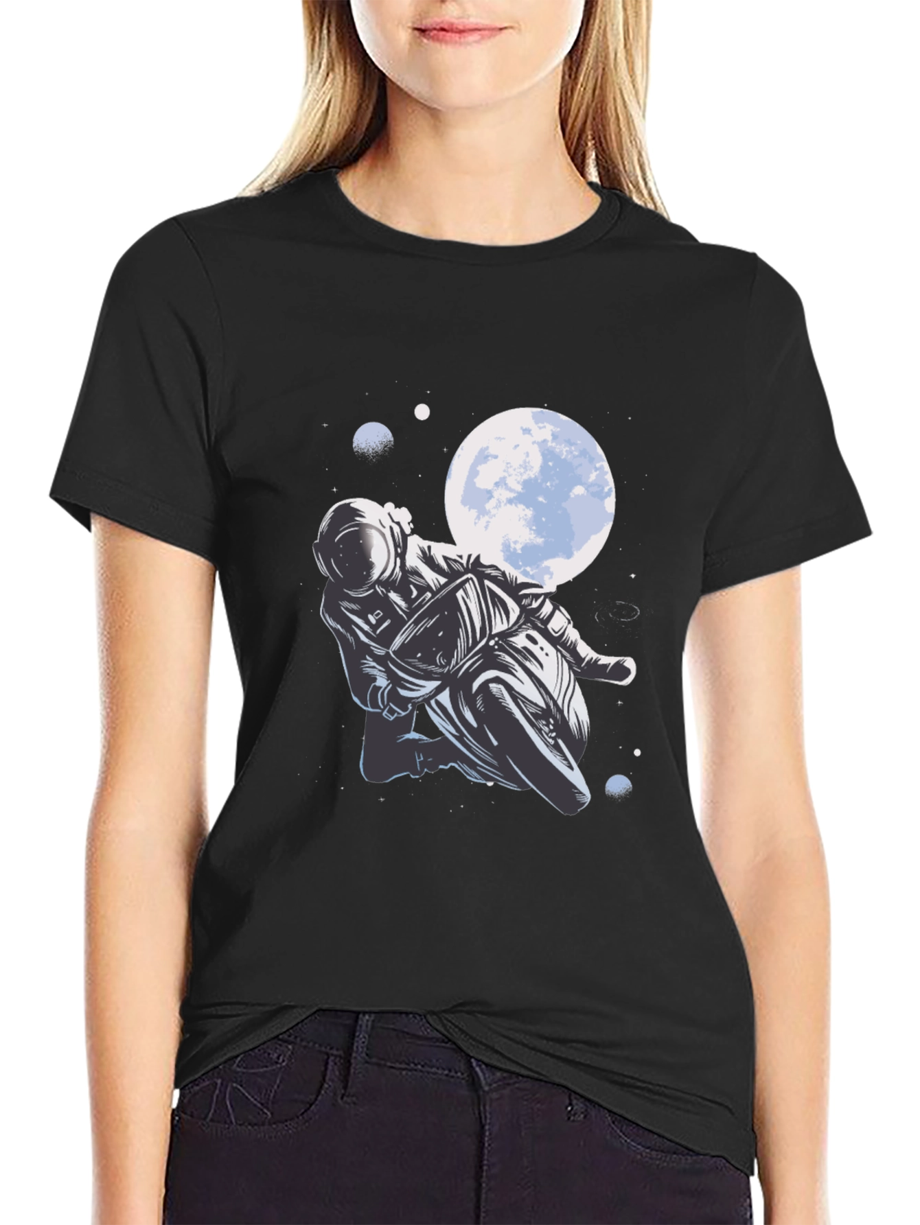 Astronaut Biker T-Shirt - Space Motorcycle Rider Tee