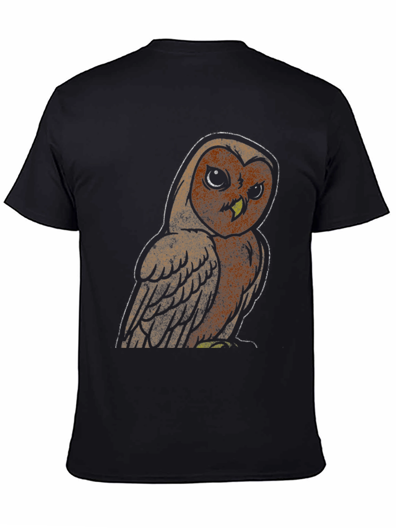 Owl Graphic Print Mens Black T-Shirt