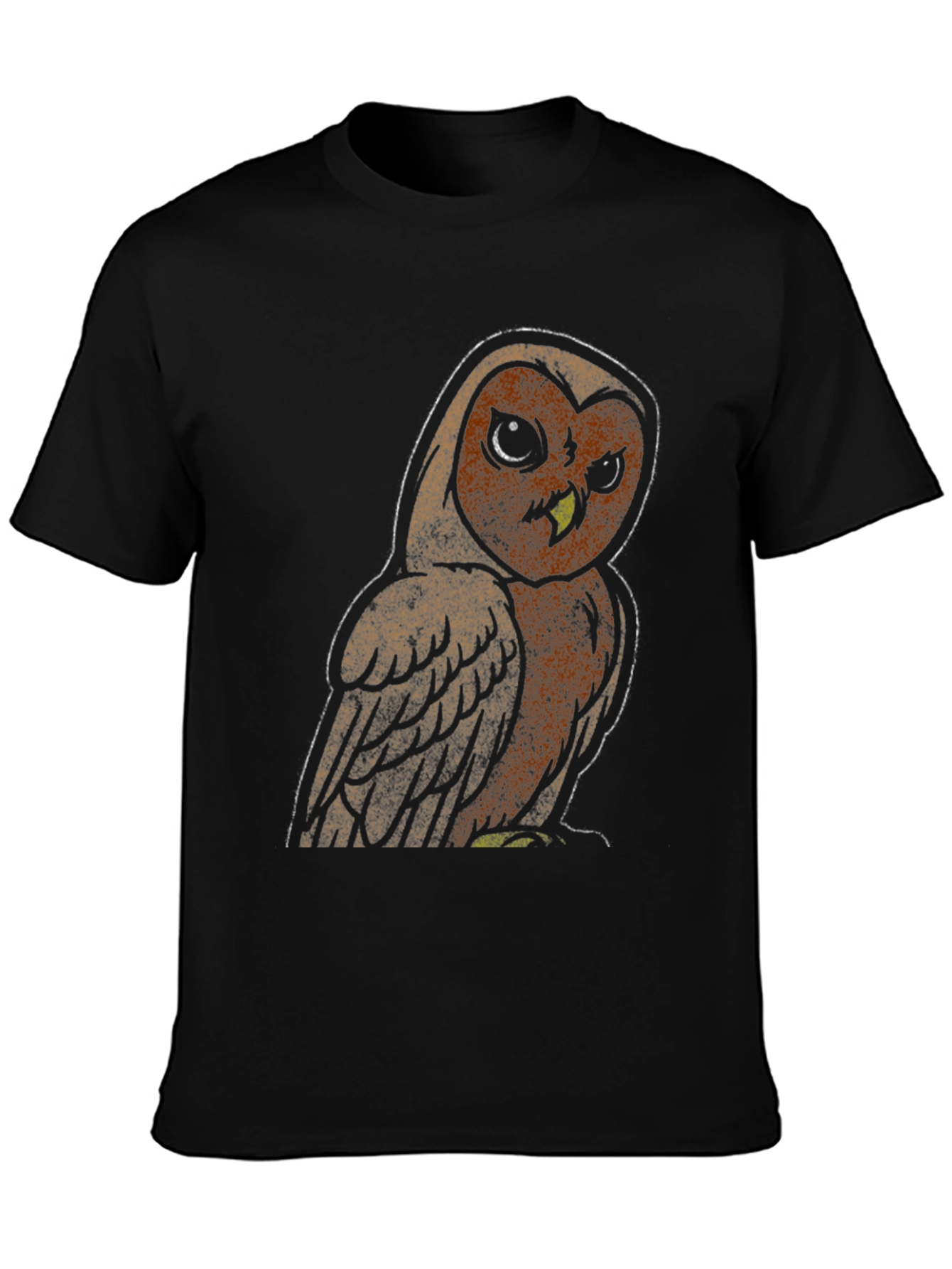 Owl Graphic Print Mens Black T-Shirt