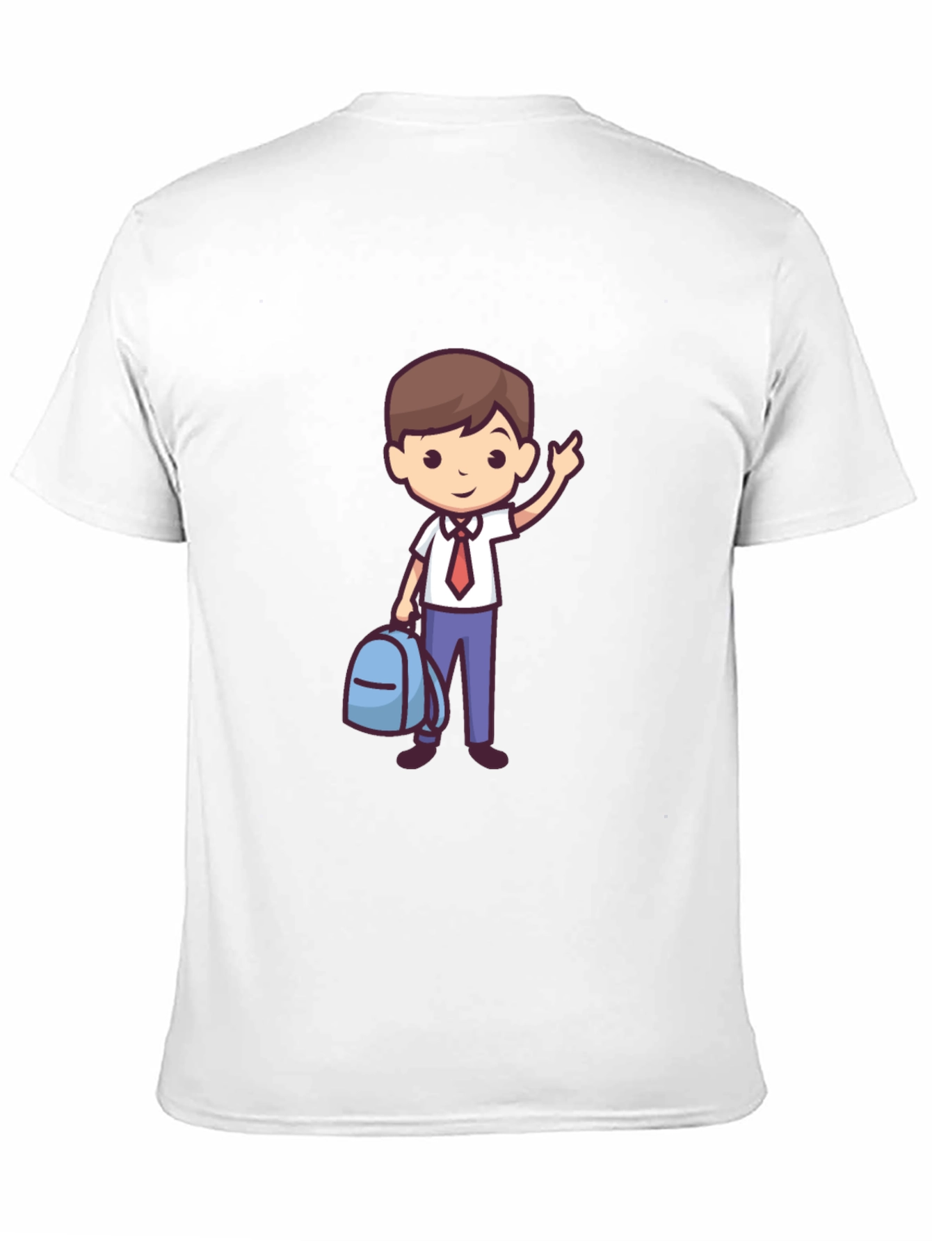 Boy with Backpack Graphic Tee - Classic Black T-Shirt