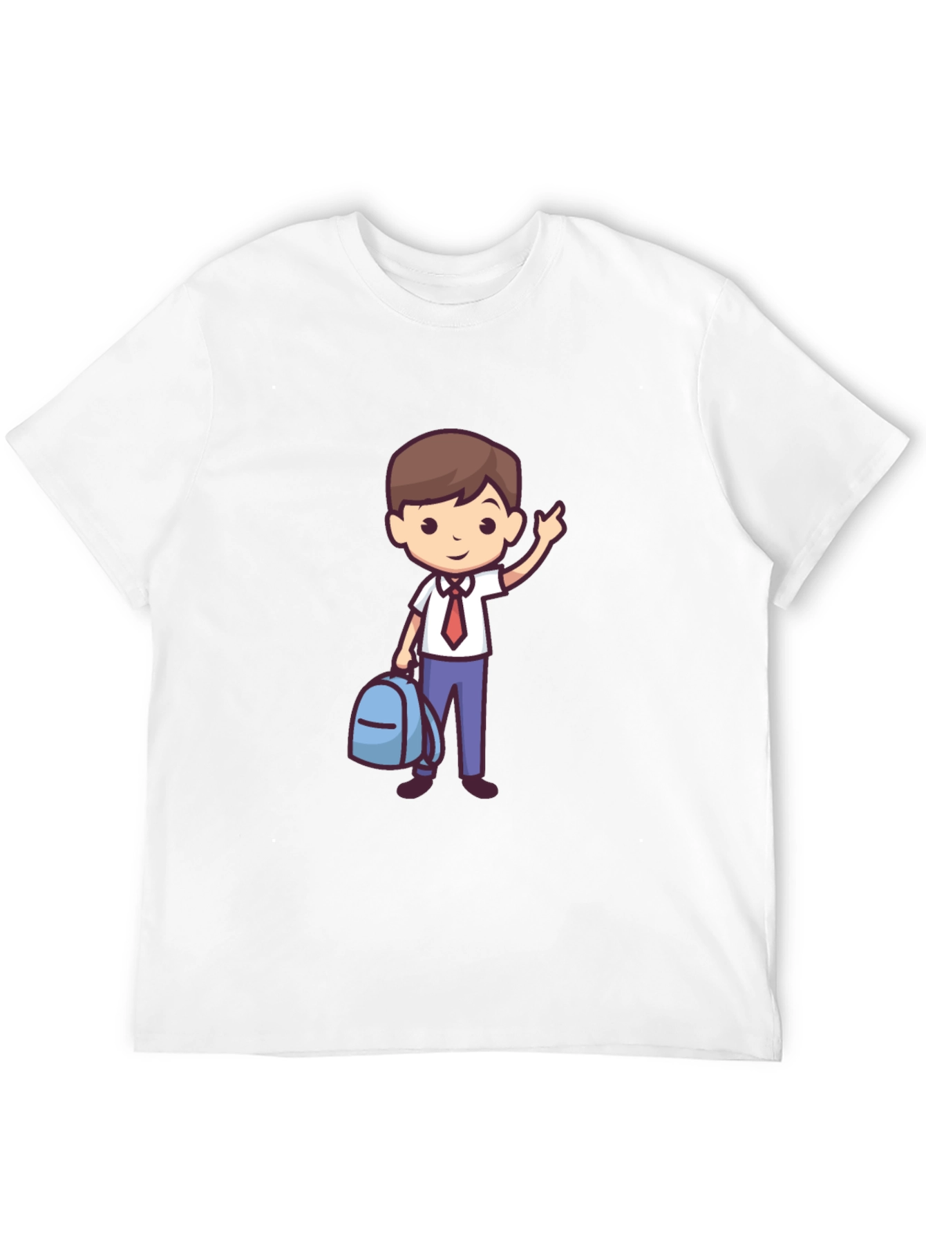 Boy with Backpack Graphic Tee - Classic Black T-Shirt