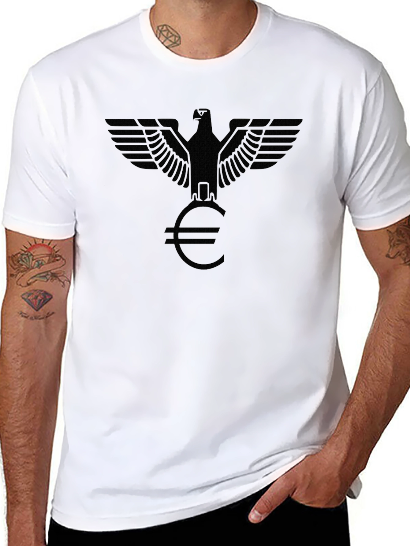 Eagle Euro Graphic Tee - Stylish Black Cotton T-Shirt