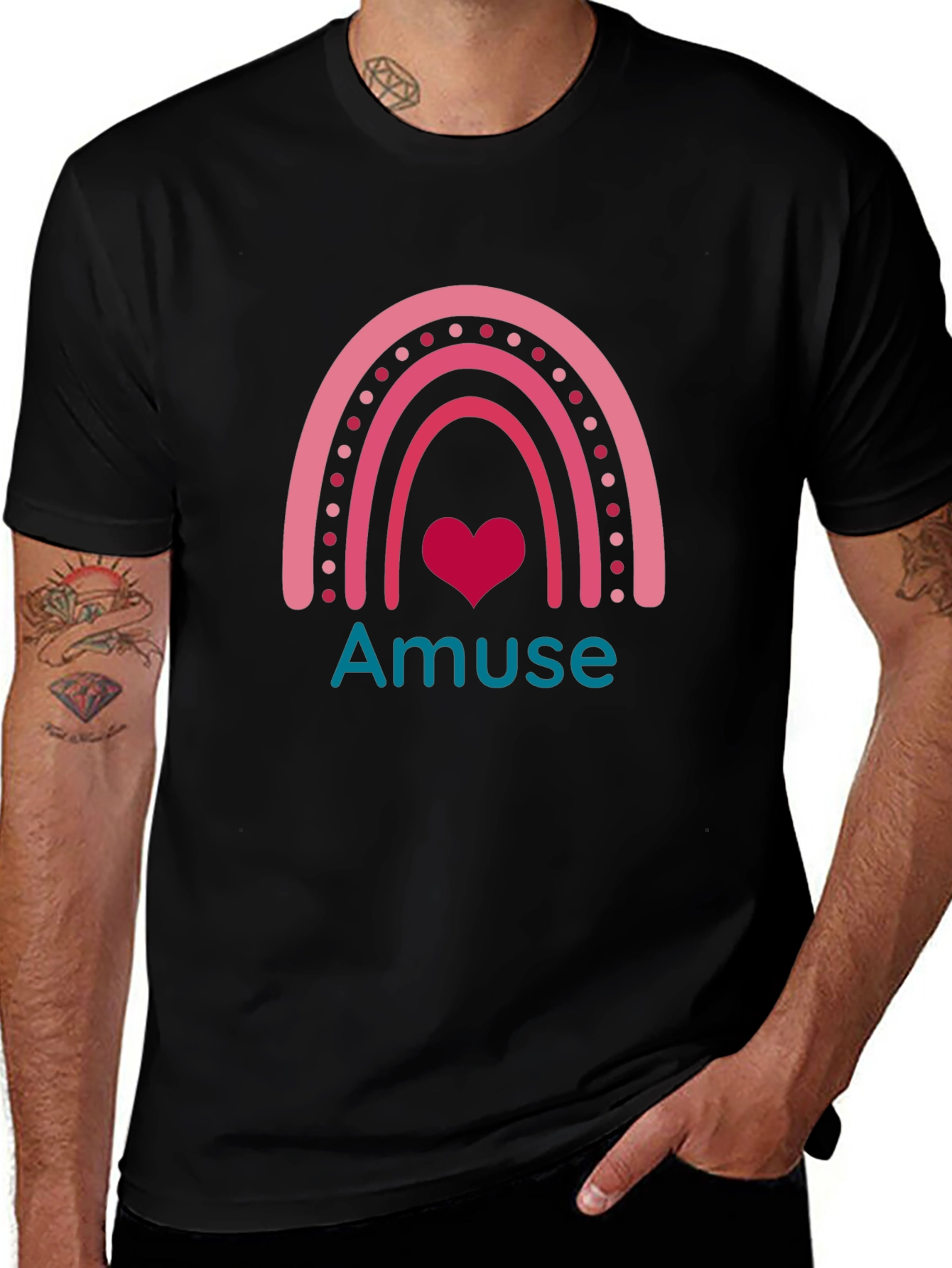 Amuse Rainbow Heart Graphic Tee