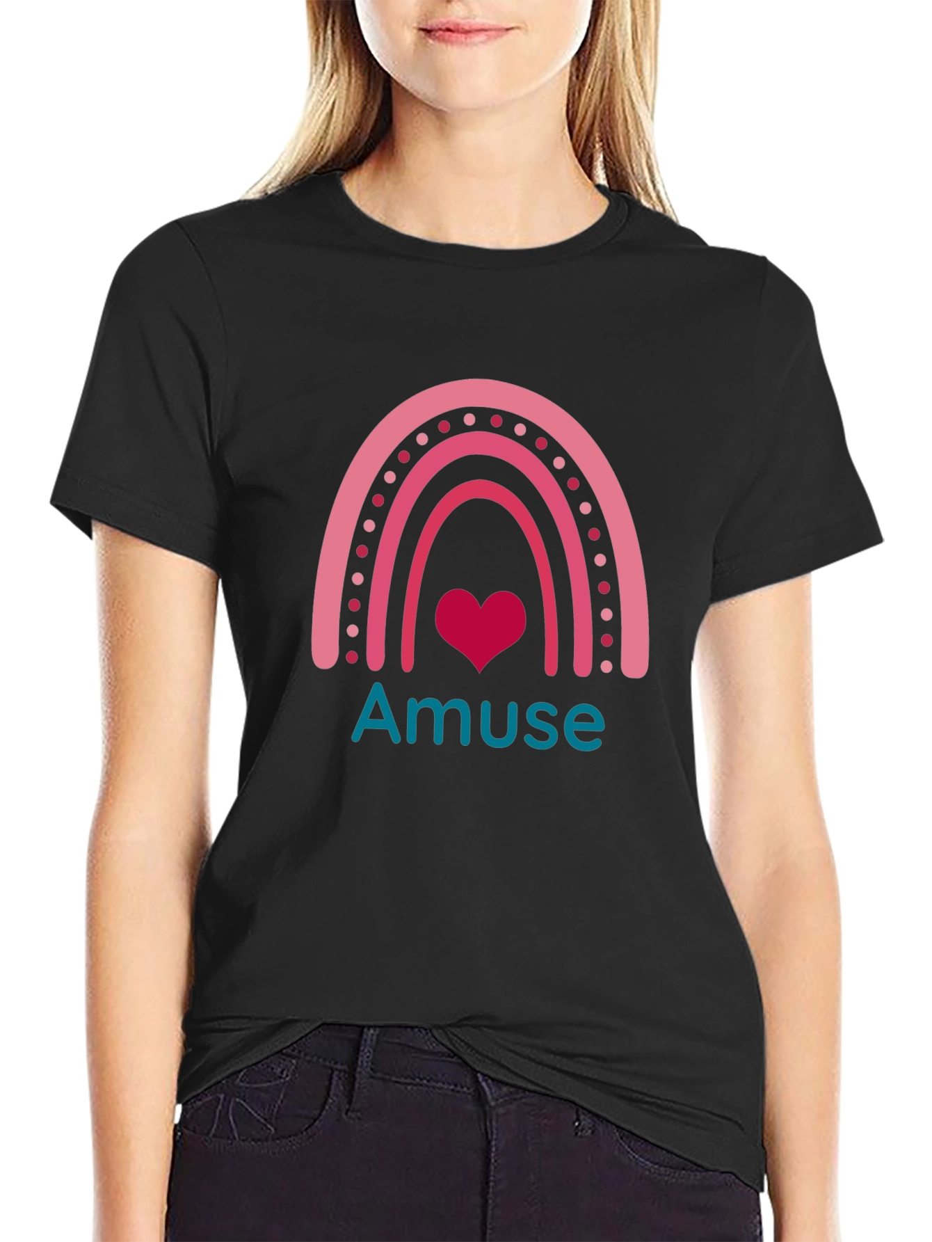 Amuse Rainbow Heart Graphic Tee