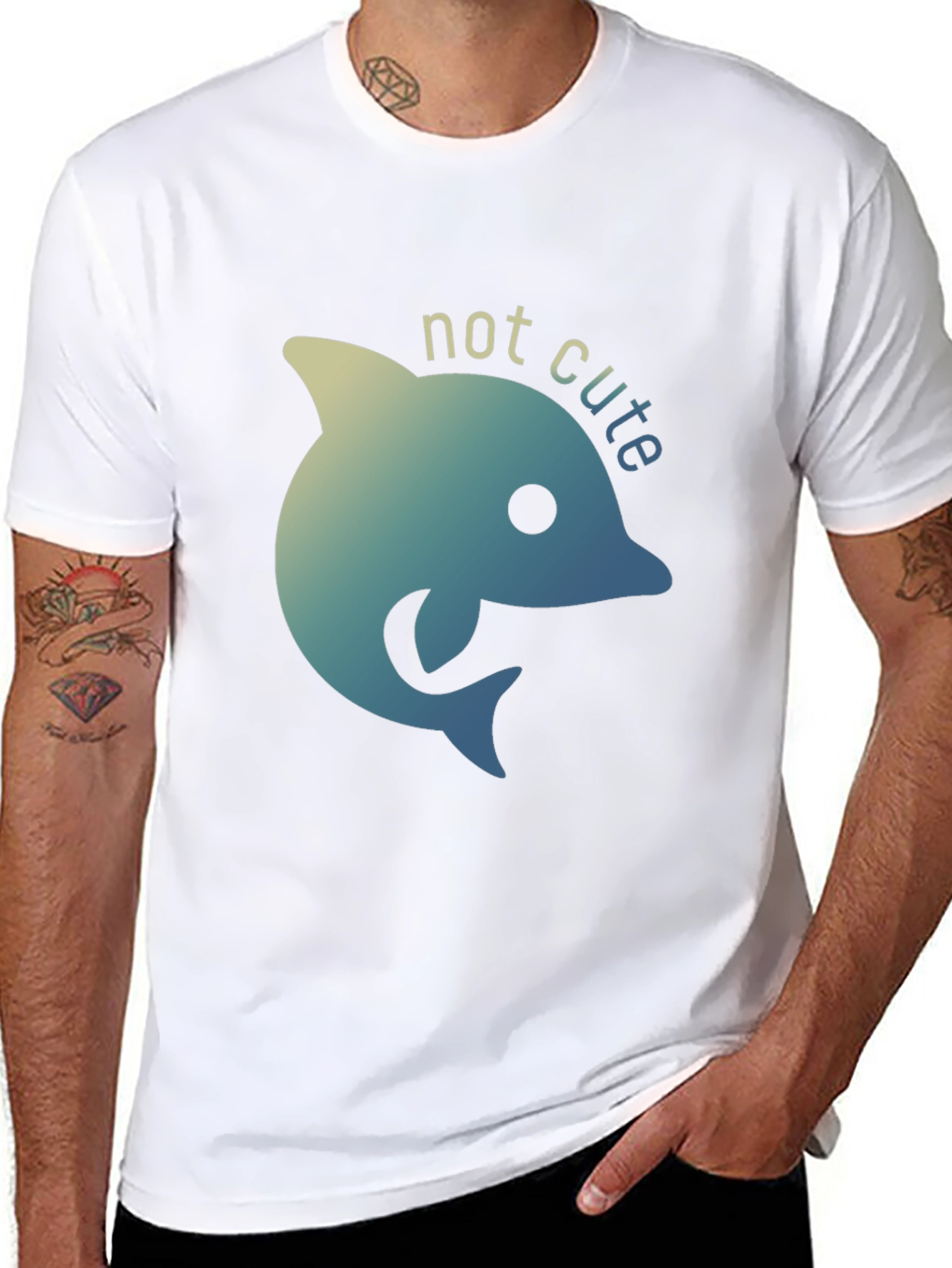 Not Cute Dolphin Black T-Shirt - Quirky Graphic Tee