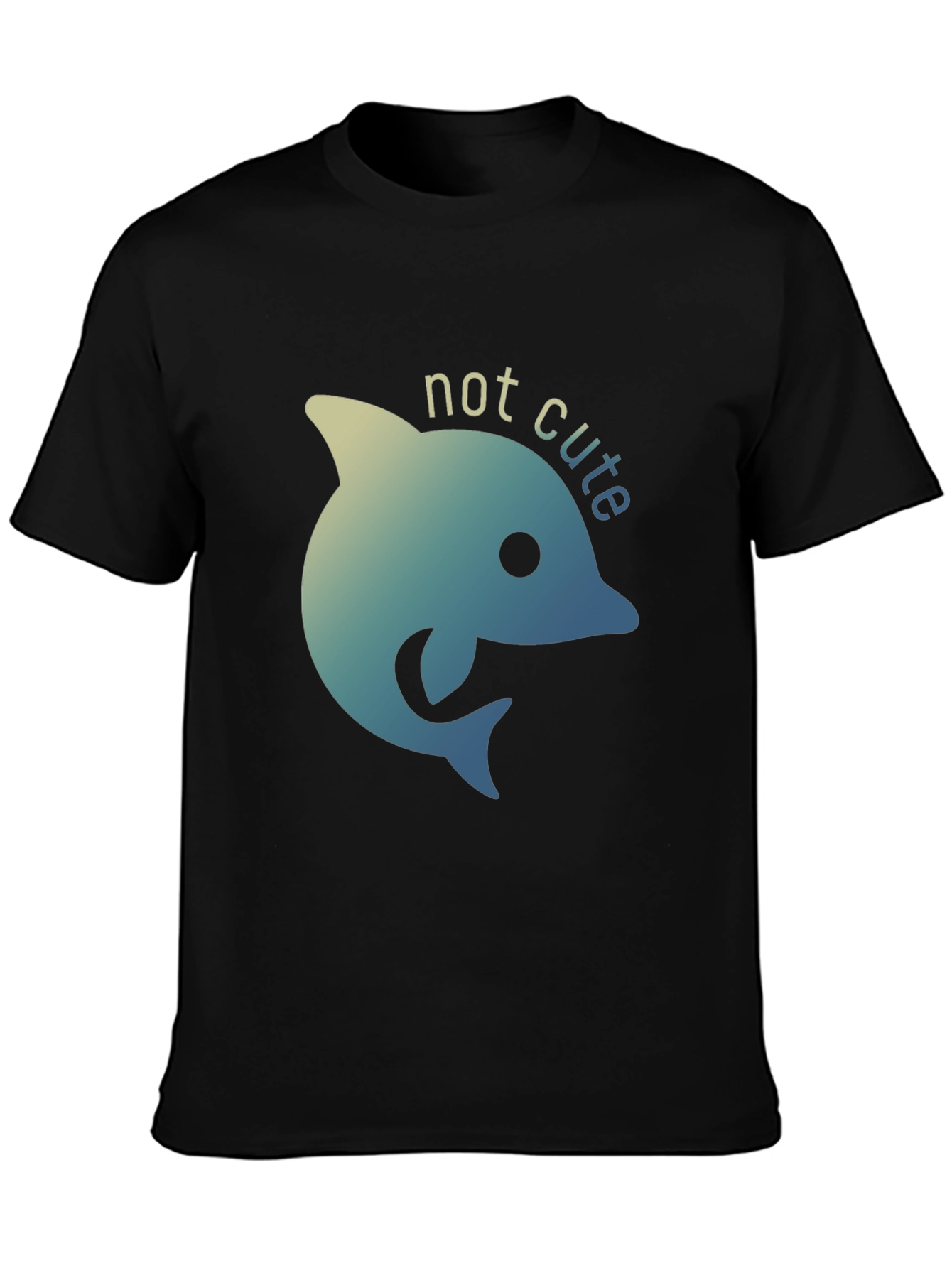 Not Cute Dolphin Black T-Shirt - Quirky Graphic Tee