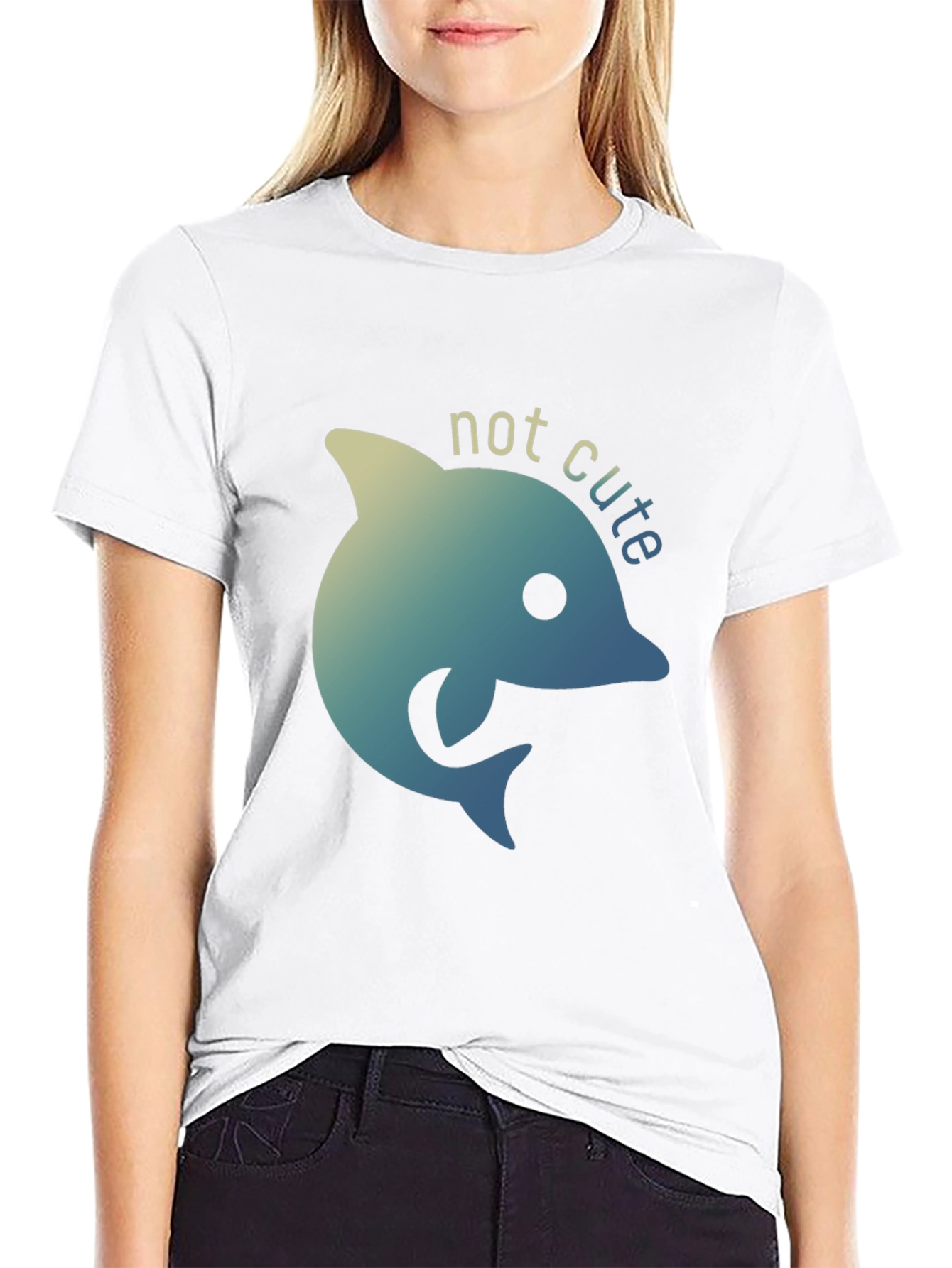Not Cute Dolphin Black T-Shirt - Quirky Graphic Tee