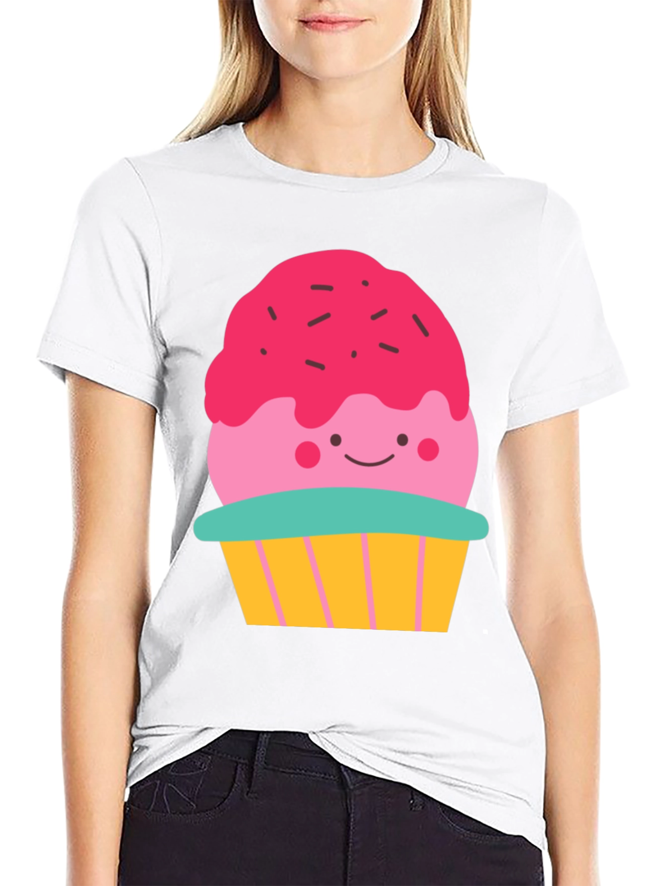 Cute Cupcake Graphic Tee - Black Casual Shirt