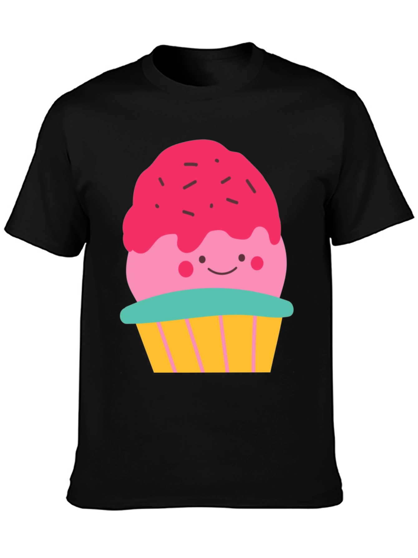 Cute Cupcake Graphic Tee - Black Casual Shirt