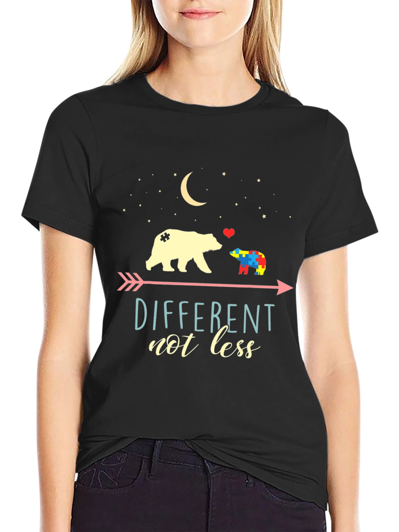 Different Not Less Autism Awareness Bear Graphic Tee