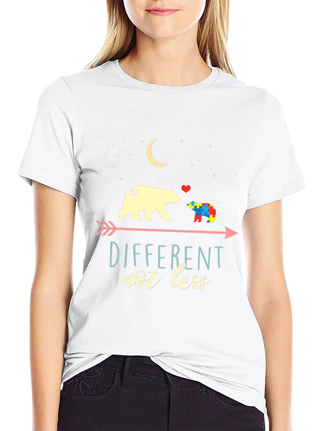 Different Not Less Autism Awareness Bear Graphic Tee