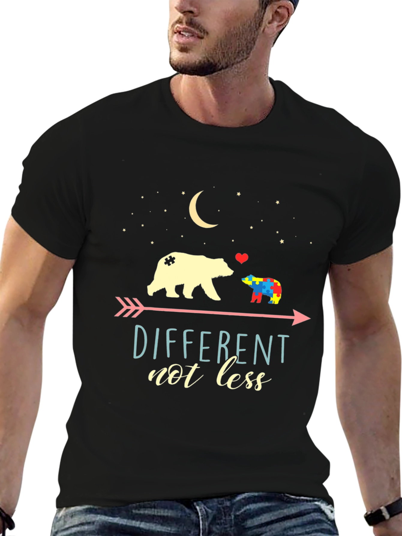 Different Not Less Autism Awareness Bear Graphic Tee
