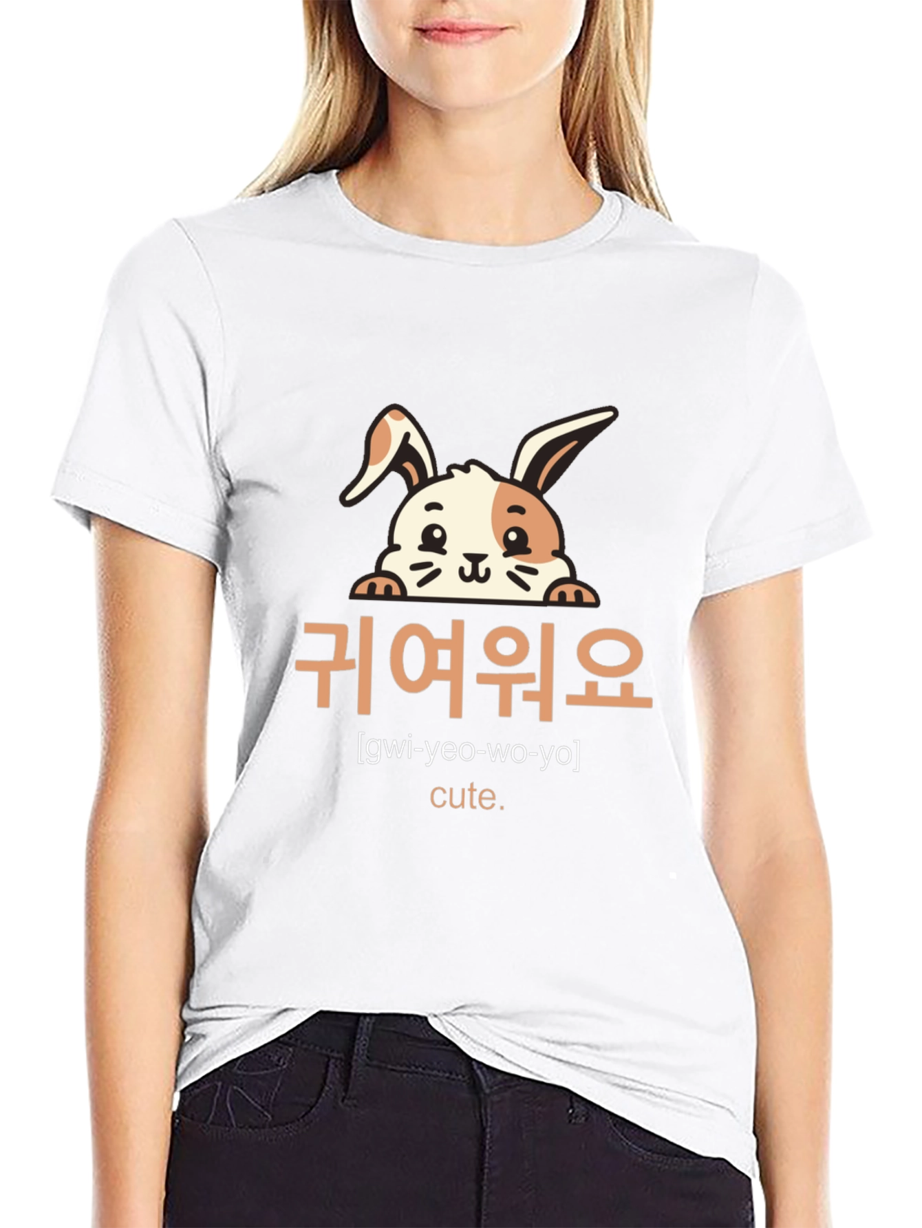 Cute Bunny Graphic Tee - Korean 귀여워요