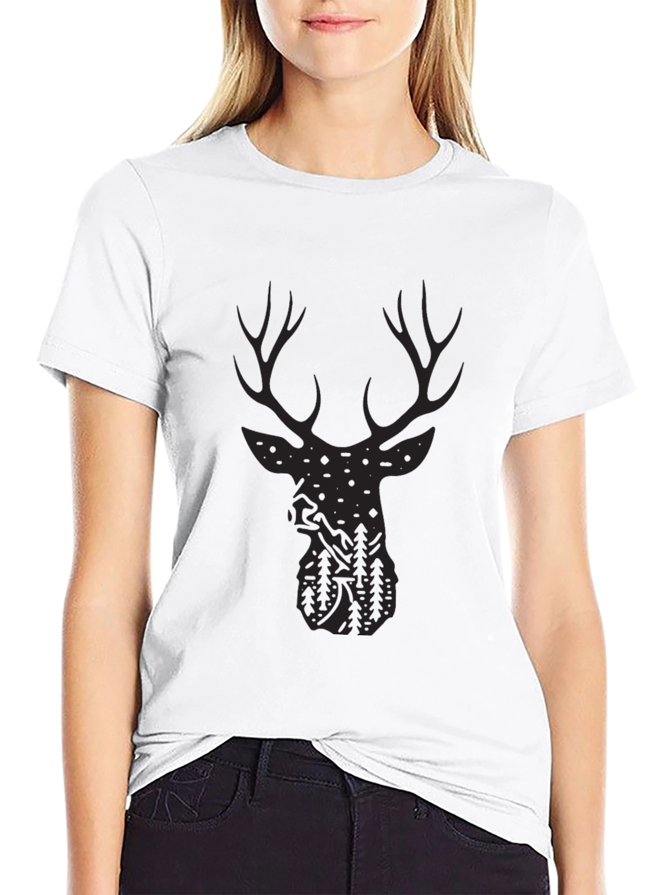 Deer Silhouette Graphic Tee - Outdoor Adventure Style