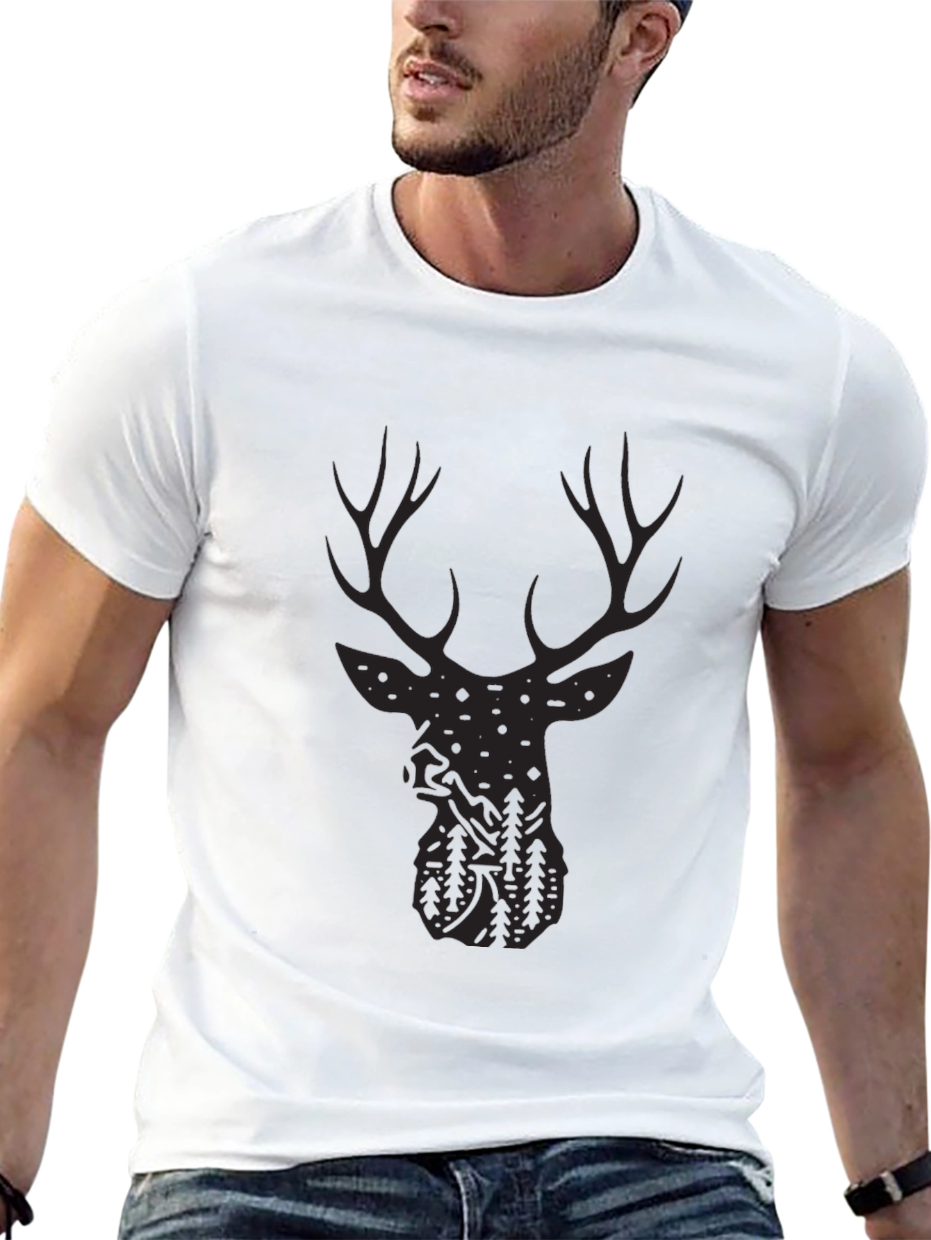 Deer Silhouette Graphic Tee - Outdoor Adventure Style