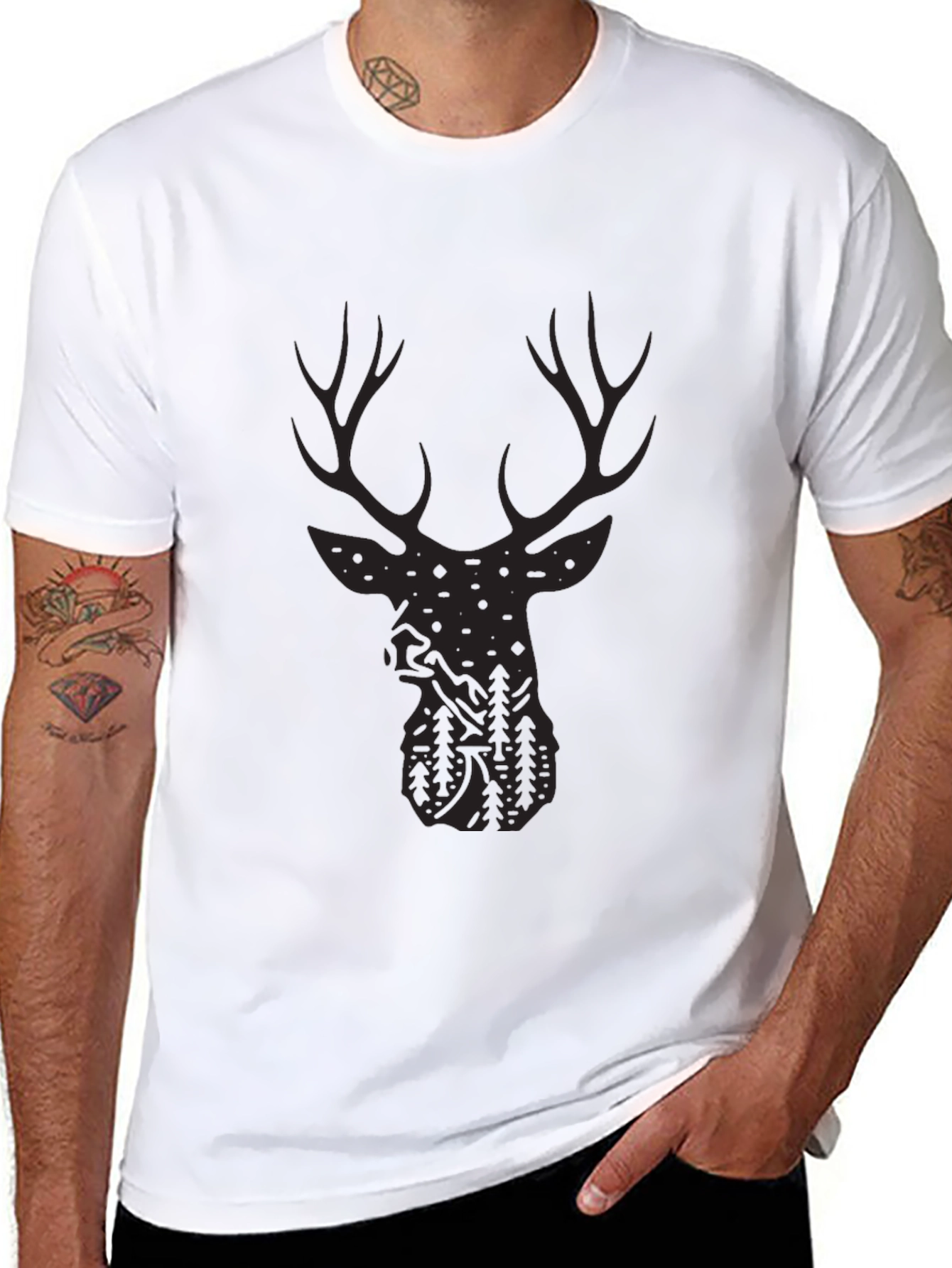Deer Silhouette Graphic Tee - Outdoor Adventure Style