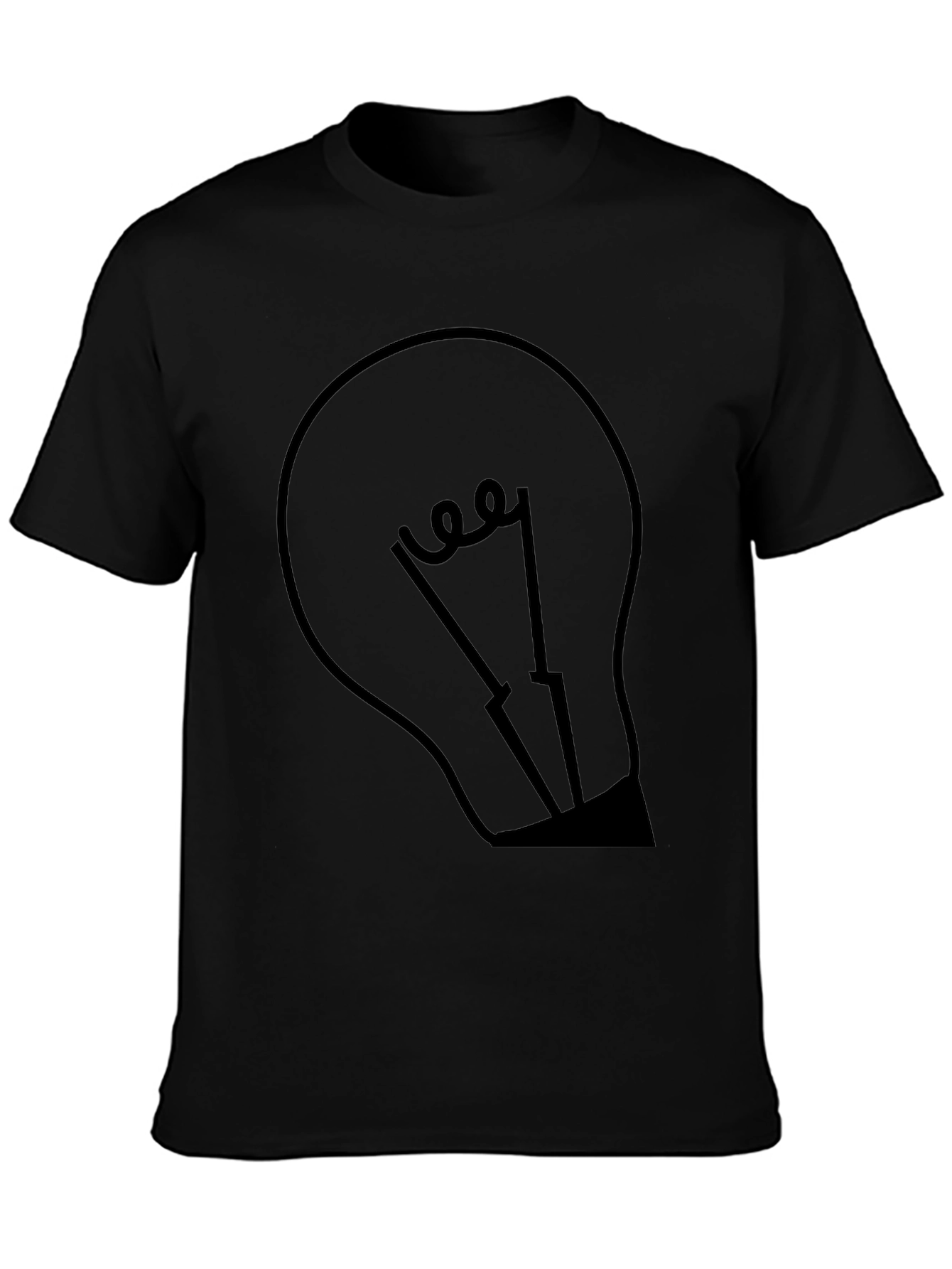 Mens Black Graphic Tee - Light Bulb Design