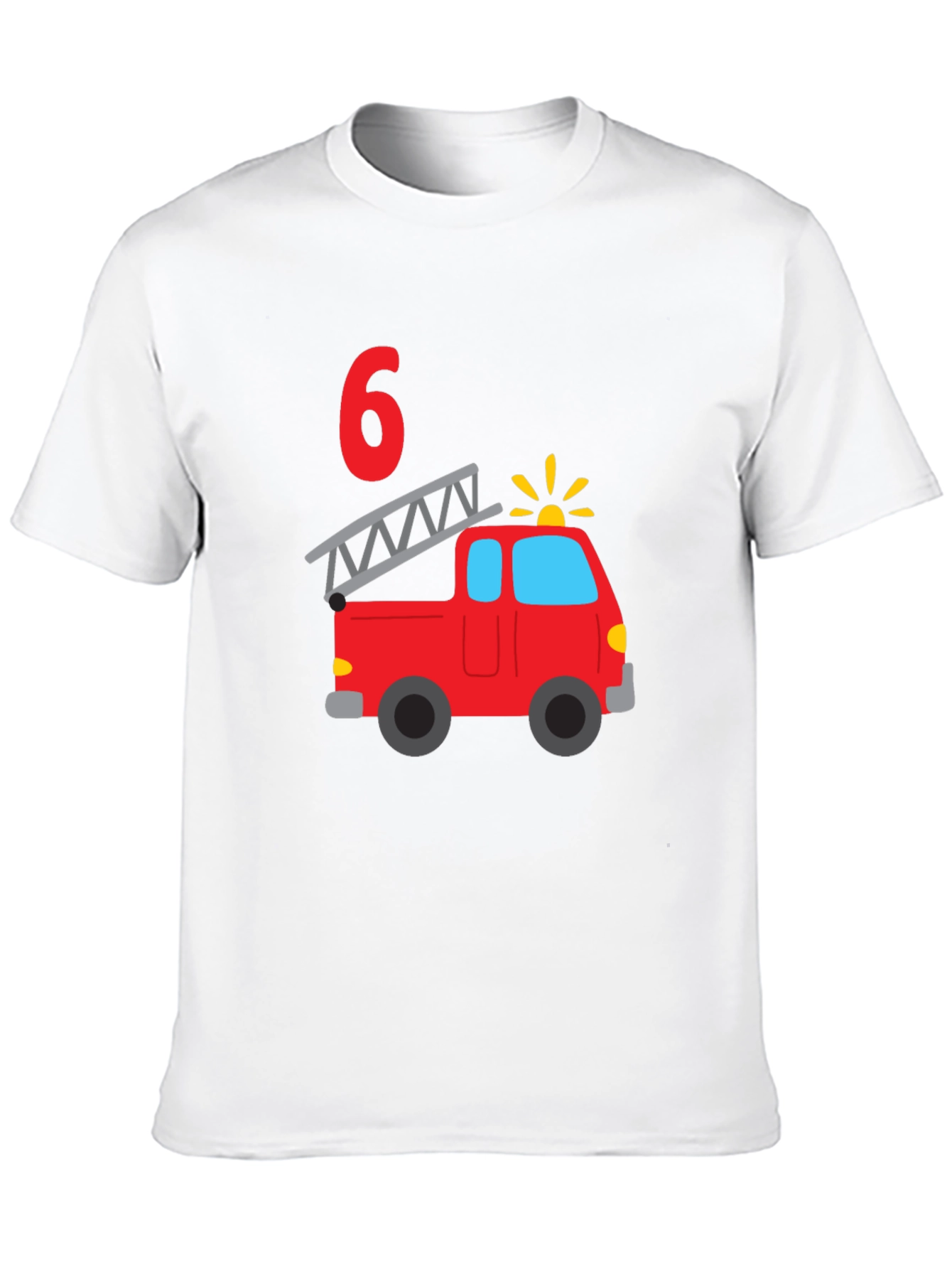 Fire Truck Birthday Boy Shirt - 6 Years Old