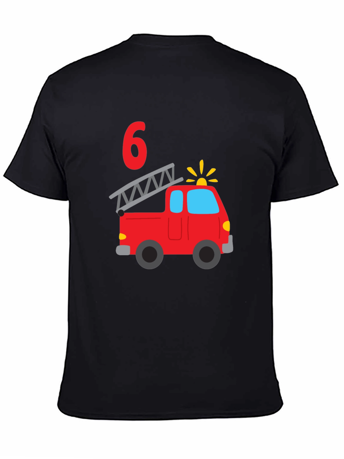 Fire Truck Birthday Boy Shirt - 6 Years Old