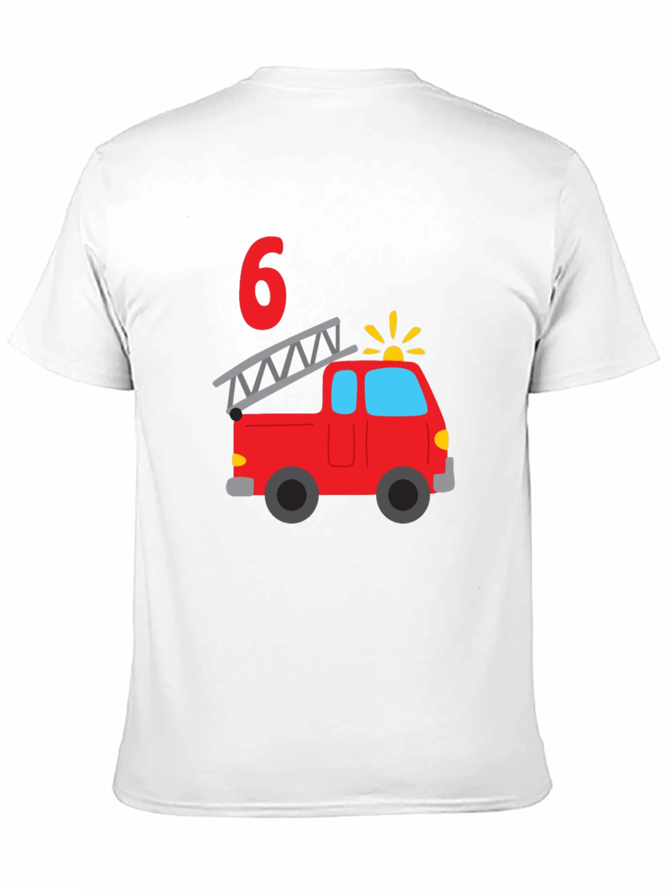 Fire Truck Birthday Boy Shirt - 6 Years Old
