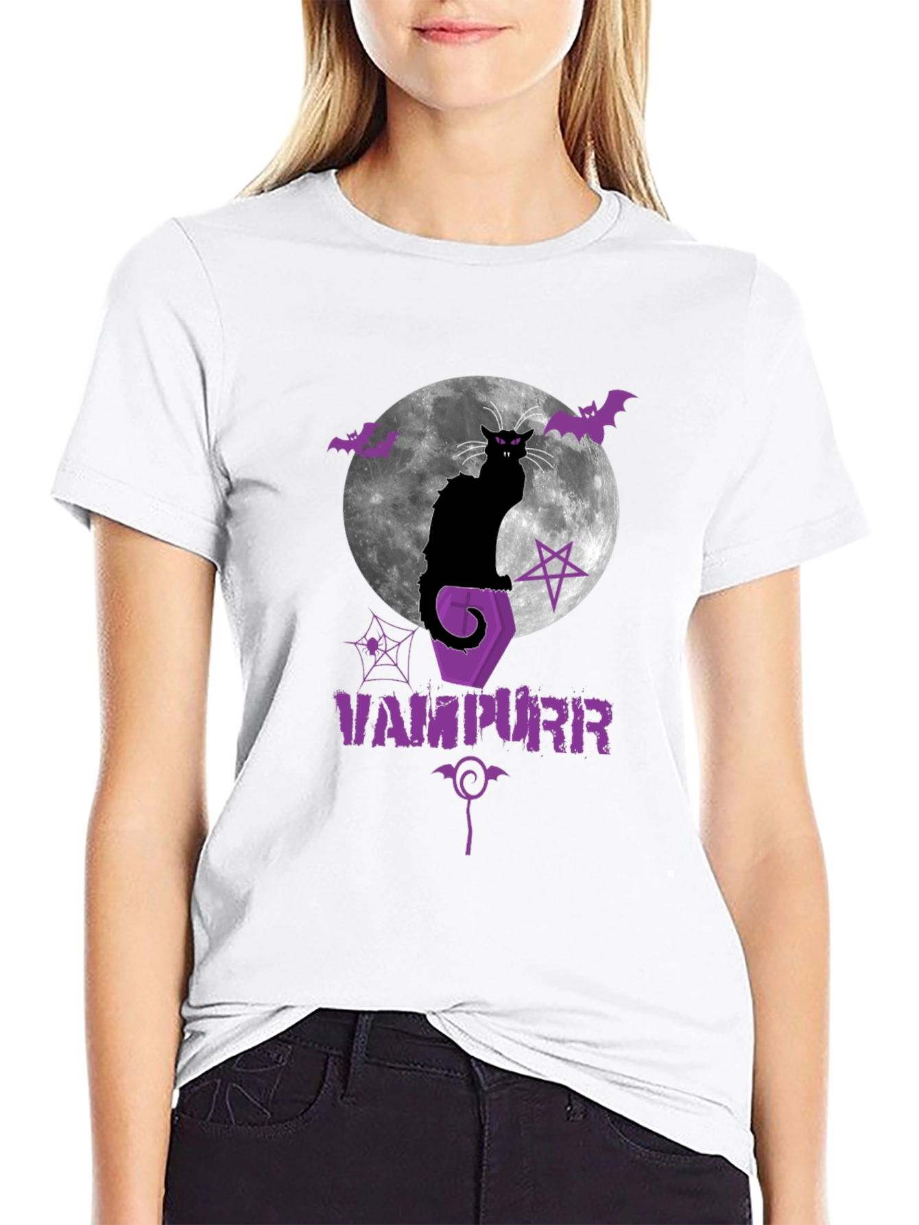 Vampurr Halloween Cat Graphic Tee