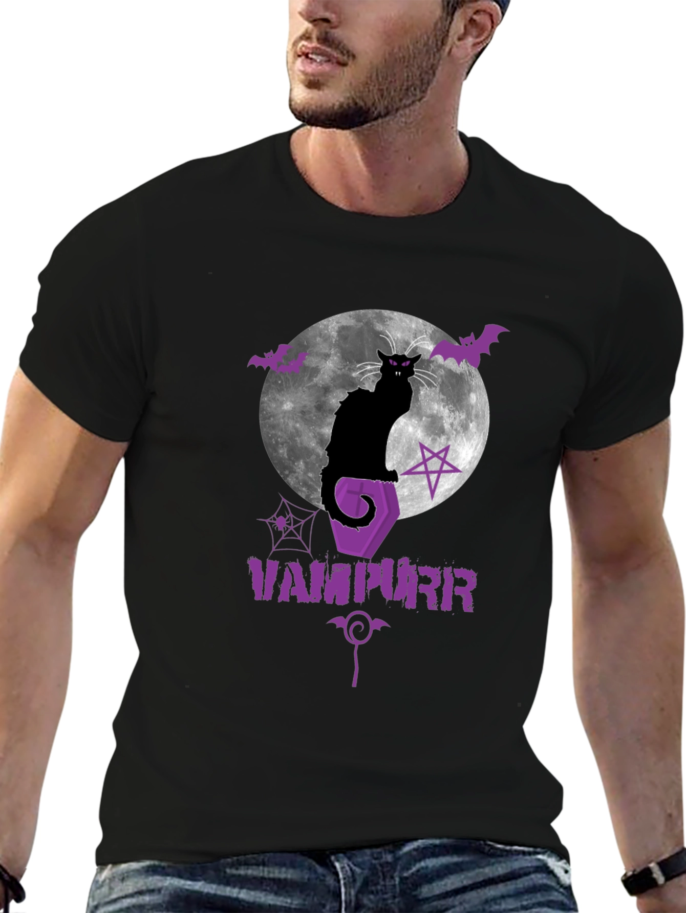 Vampurr Halloween Cat Graphic Tee