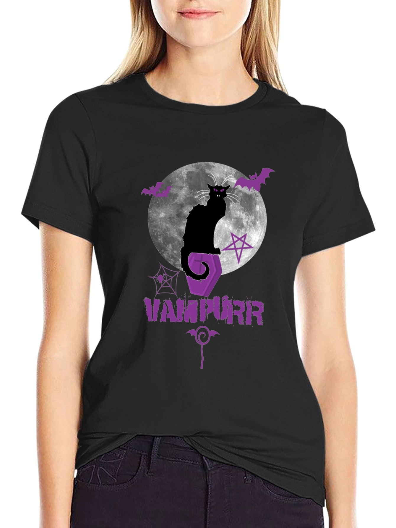 Vampurr Halloween Cat Graphic Tee