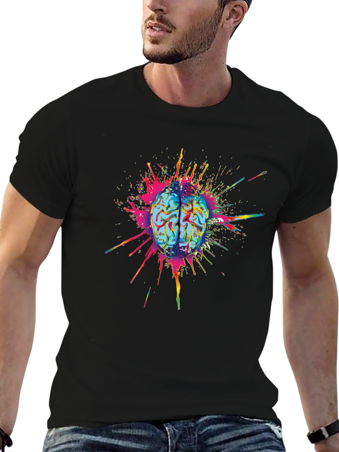 Brain Explosion Graphic Tee - Mens Black T-Shirt