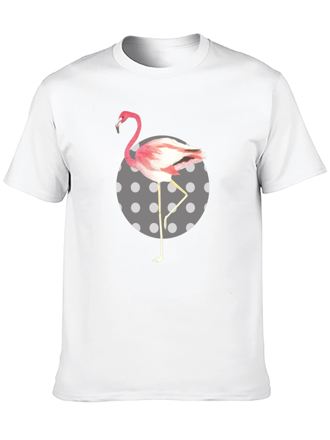 Flamingo Polka Dot Mens Black T-Shirt