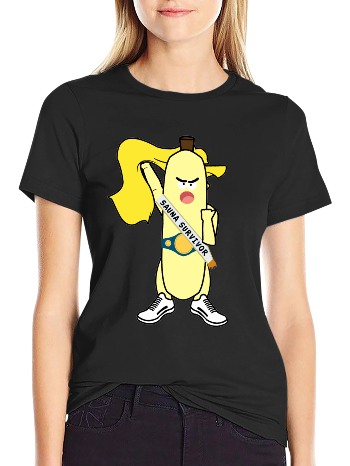 Sauna Survivor Banana Cartoon Tee