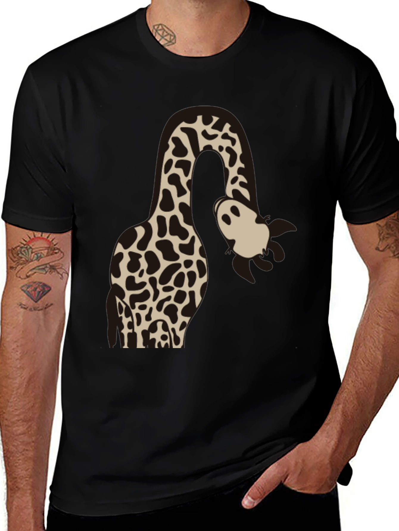 Giraffe and Ghost Graphic Tee - Black