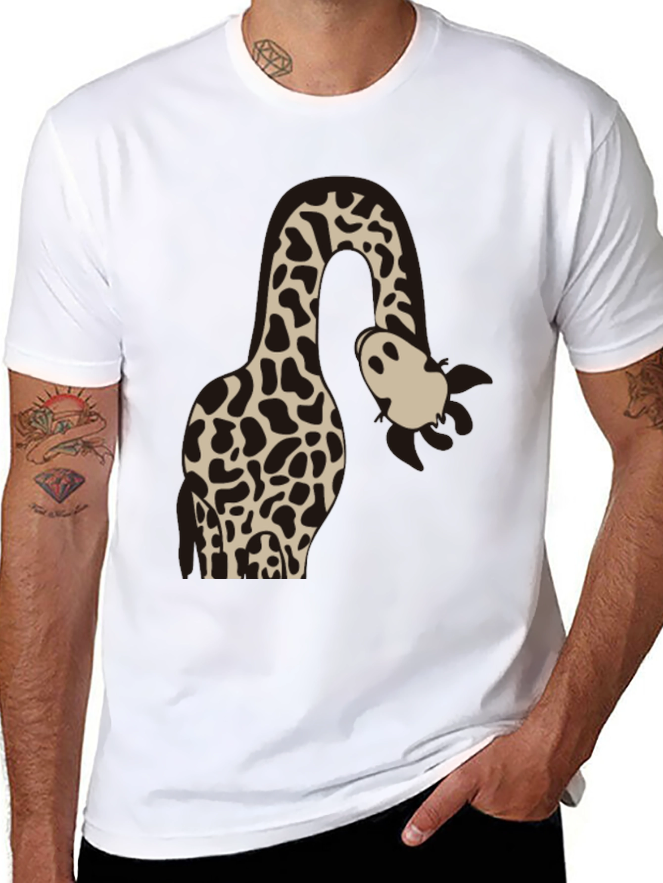Giraffe and Ghost Graphic Tee - Black
