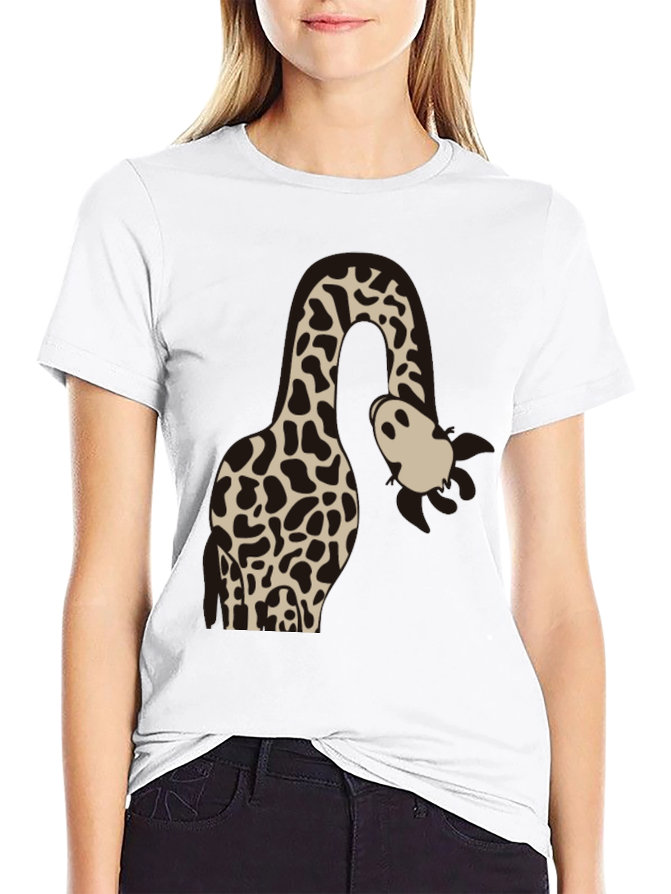 Giraffe and Ghost Graphic Tee - Black