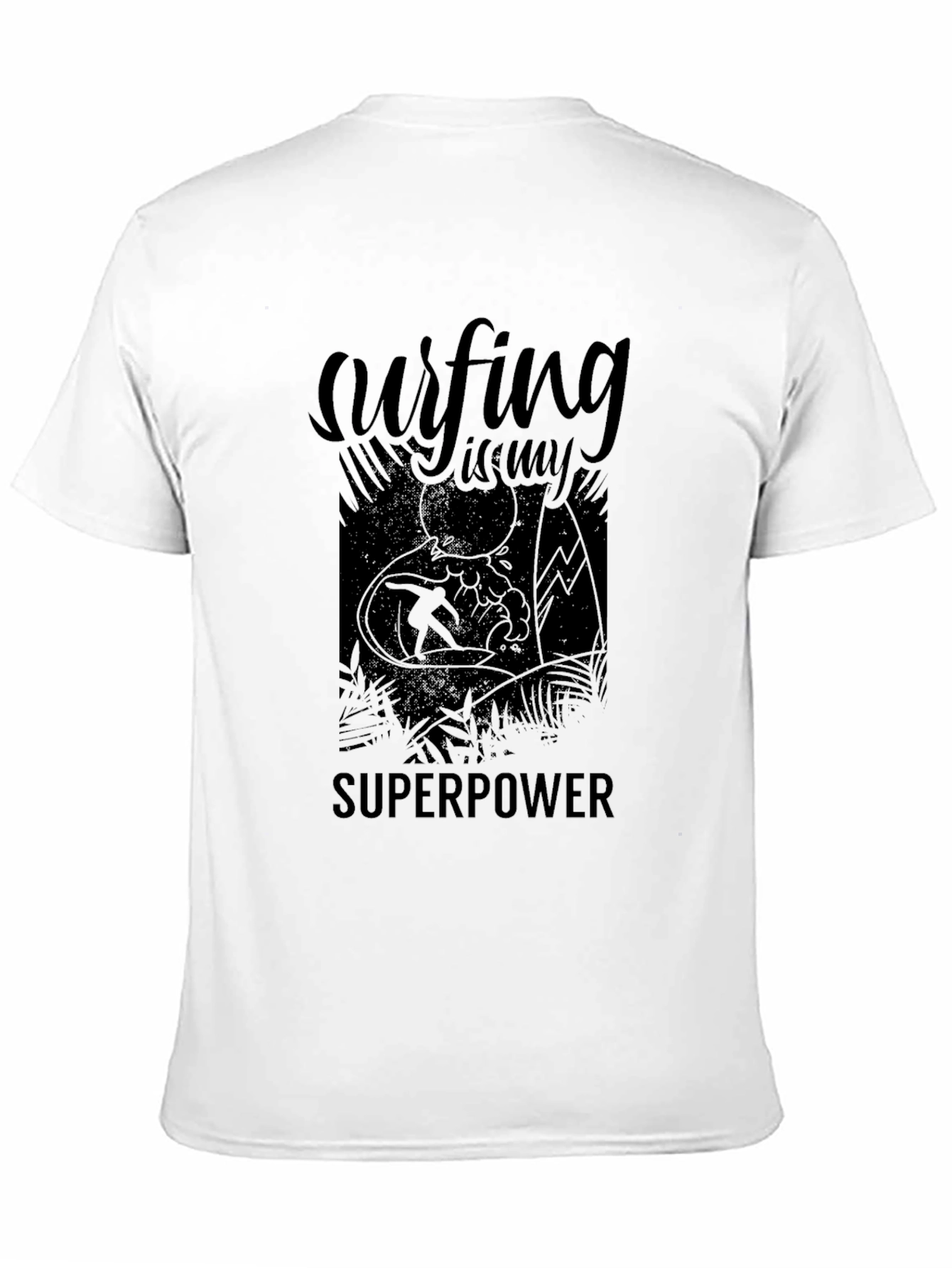 Surfing is my Superpower Black T-Shirt