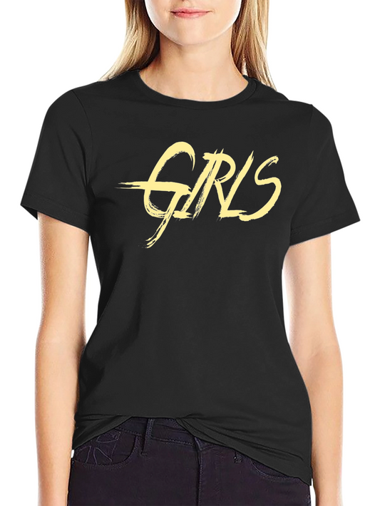 Girls Graphic Tee - Stylish Black Cotton T-Shirt