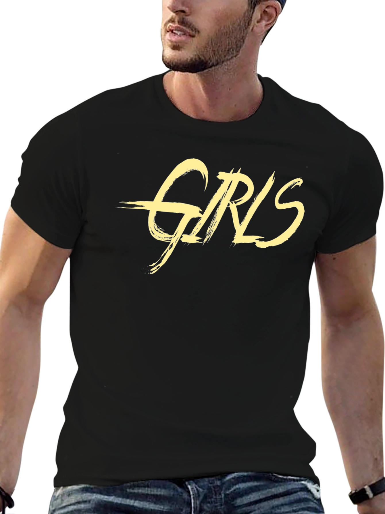 Girls Graphic Tee - Stylish Black Cotton T-Shirt