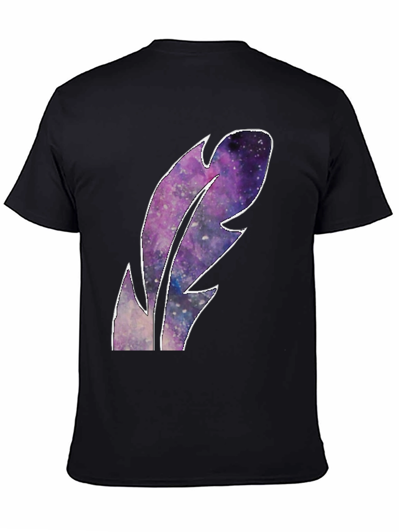 Galaxy Feather Graphic T-Shirt - Black